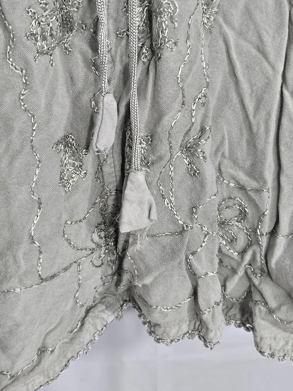 Embroidered Lace-Up Light Blue Circle Skirt